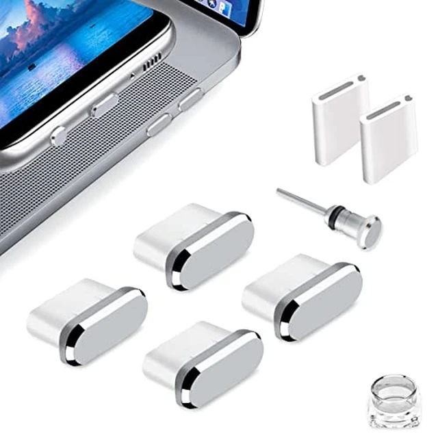 Alt view image 3 of 5 - C Dust Plug, Type C Dust Cover Charging Port Cap 4 PCS with Cleaning Brush Black, Compatible with iPhone 17 16 15 Pro Max Plus Samsung S25 S24 Ultra, Anti Lost Phone Accessory Protector