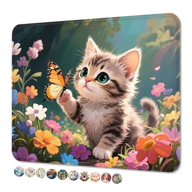 Alt view image 3 of 6 - Mouse Pad, Cute Mouse Mat, 10" x 8", Black Cat and Moon