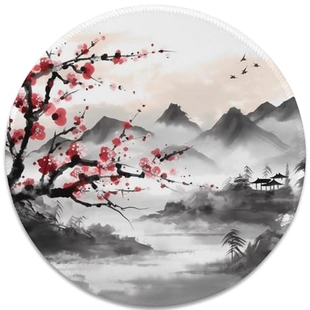 Alt view image 3 of 3 - Resilient Beauty Plum Blossom-Inspired Mouse Pad, Rectangle Stitched Edges Non-Slip Rubber Base Mouse Pads for Computers Laptop
