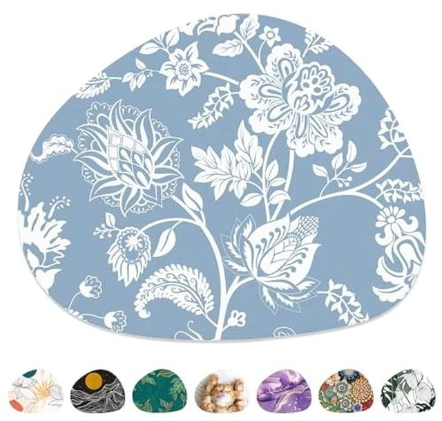 Alt view image 6 of 6 - Mouse Pad, Premium-Textured Oval Computer Pad, 8.7" x 7.1" Thick 3 mm Anti-Slip Waterproof Rubber Cute Mouse Mat for Office, Home, Gaming, Laptop, PC, Classical Flower and Bird