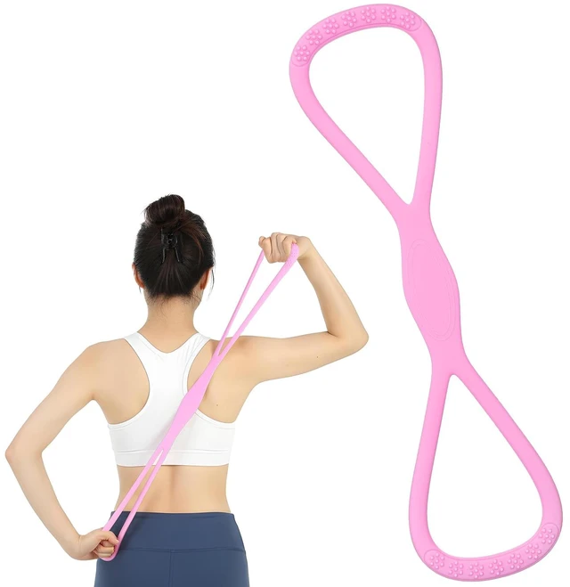 Main image of Figure 8 Resistance Bands with Handles 15 Lb Silicone Stretch Bands for Yoga Pilates Arms & Back Stretch Women Men Working Out Home Gym Yoga Core Training & Flexibility StretchingPink