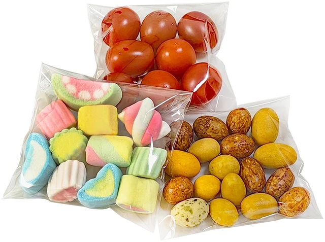 Main image of 100Pcs Clear Plastic Resealable Cellophane Bags, 4x4 Inches, Self Sealing, Thick & Durable, Food Grade Safe, Ideal for Packaging Cookies, Candy, Snacks & Party Favors