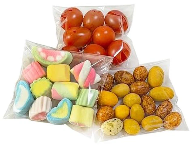 Alt view image 2 of 7 - 100Pcs Clear Plastic Resealable Cellophane Bags, 4x4 Inches, Self Sealing, Thick & Durable, Food Grade Safe, Ideal for Packaging Cookies, Candy, Snacks & Party Favors