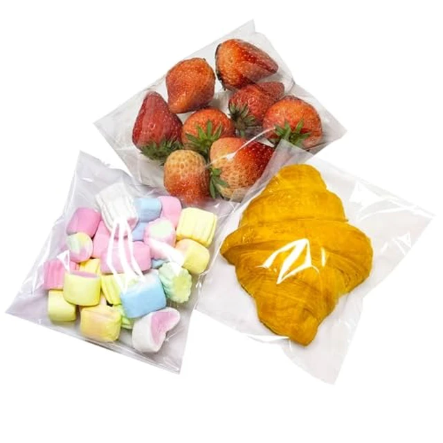 Alt view image 4 of 7 - 100Pcs Clear Plastic Resealable Cellophane Bags, 4x4 Inches, Self Sealing, Thick & Durable, Food Grade Safe, Ideal for Packaging Cookies, Candy, Snacks & Party Favors