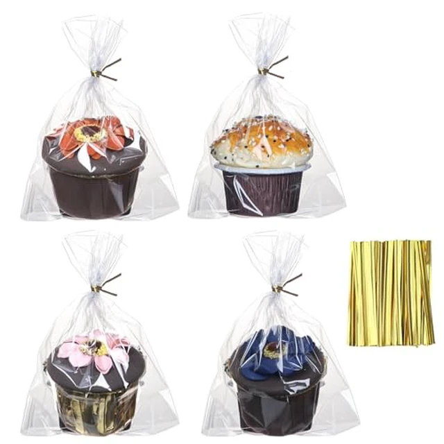 Alt view image 5 of 6 - 100 Pcs Cellophane Treat Bags 3x5 Inch with 100 Twist Ties - OPP Plastic Cake Pop Bags for Lollipop, Candy, Chocolate, Cookie Wrapping & Buffet