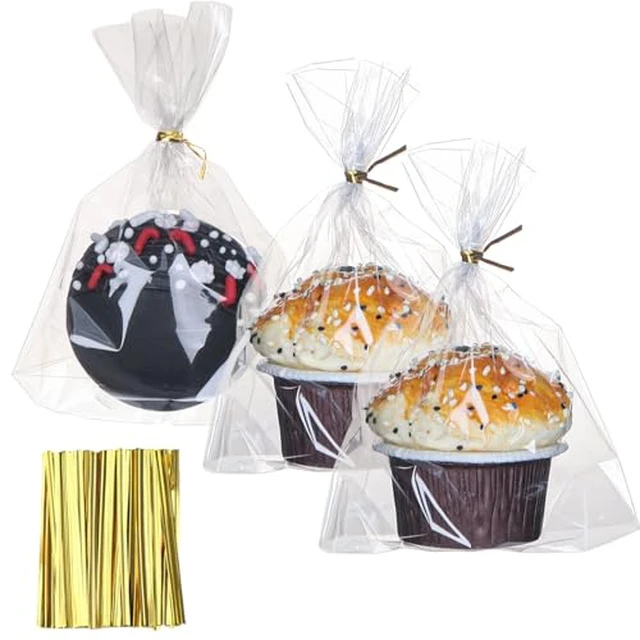 Alt view image 6 of 6 - 100 Pcs Cellophane Treat Bags 3x5 Inch with 100 Twist Ties - OPP Plastic Cake Pop Bags for Lollipop, Candy, Chocolate, Cookie Wrapping & Buffet