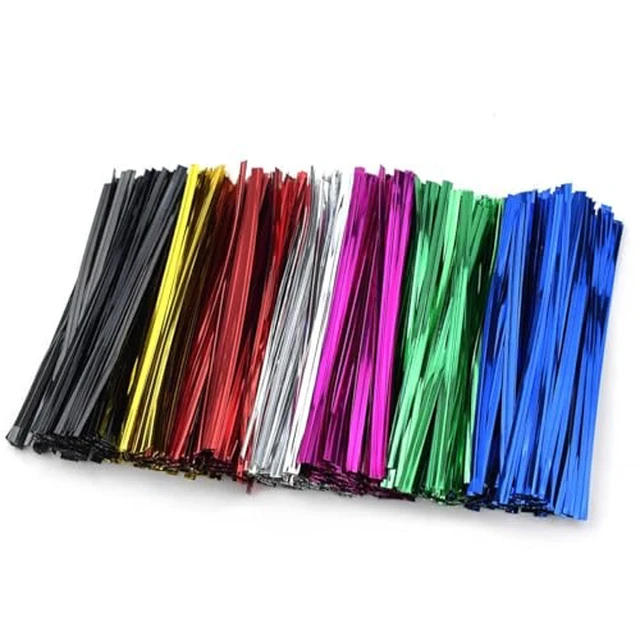 Alt view image 2 of 2 - 700 Pcs Bags Twist Tie Bread Ties for Party Twist Ties for Bag Metallic Twist Ties for Candy Bags Coffee Bags Plastic Bags Bread Bags Treat Bags Cake Pops Gift Wrapping Bags Foil Twist Ties (7 Colors)