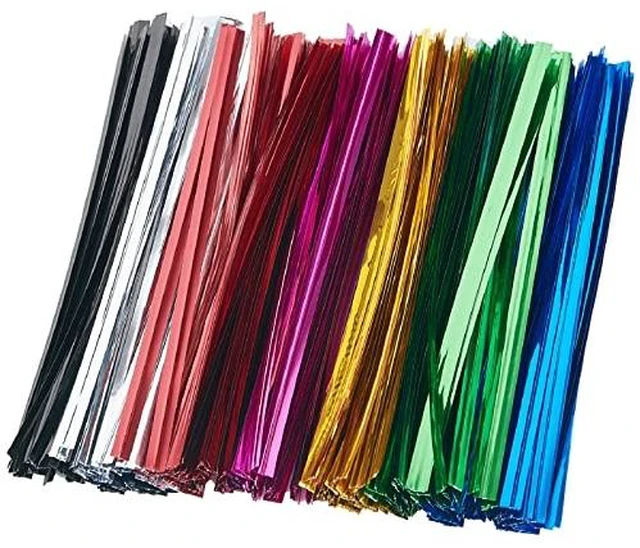 Alt view image 2 of 2 - 700 Pcs 4" Metallic Twist Ties, 7 Colors for Bakery Ties, Candy Bags, Coffee Bags, Goodie Bags Ties