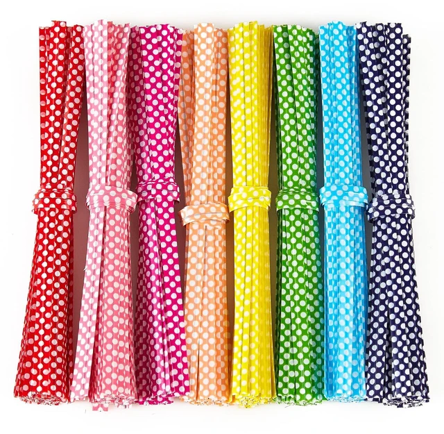Main image of 100 PCS 4" Polka-Dotted Bag Twist Ties,Mixed 8 Colors Plastic Twist Ties Bread Bags Ties for Candy Cookies Gift Bags and Decoration