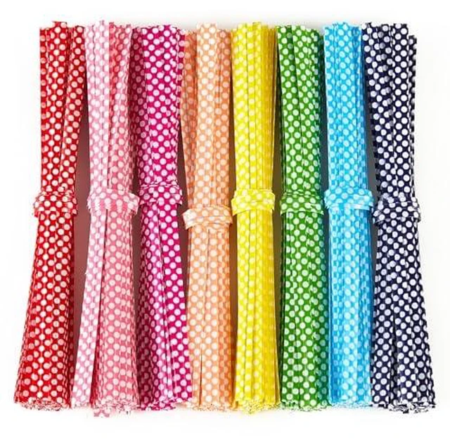 Alt view image 2 of 2 - 100 PCS 4" Polka-Dotted Bag Twist Ties,Mixed 8 Colors Plastic Twist Ties Bread Bags Ties for Candy Cookies Gift Bags and Decoration