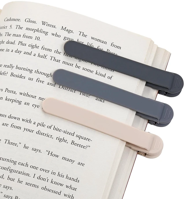 Main image of 3Pcs Automatic Bookmark, Silicone Smart Book Marks for Reading Women, Men, Kids,Cute Unique Book Markers Bookmark Clip Reading Accessories Gifts for Book Lovers (1 Dark Grey+1 Light Grey+1 Beige)