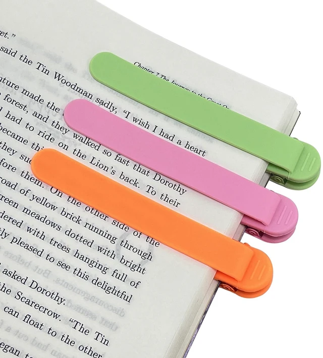 Main image of 3Pcs Automatic Bookmark, Silicone Smart Book Marks for Reading Women, Men, Kids - Cute Unique Book Markers - 1 Green+1 Pink+1 Orange
