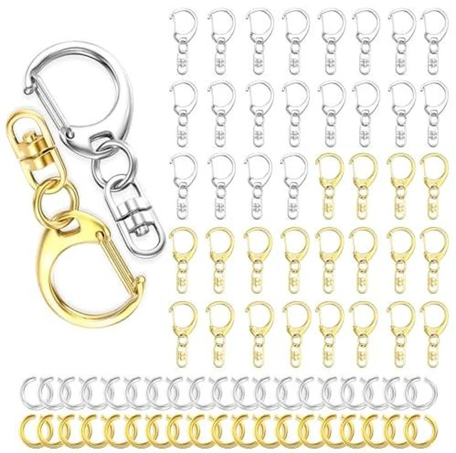 Alt view image 2 of 5 - 50Pcs Lobster Claw Clasps for Keychain Clip, Swivel Snap Hooks Silver and Gold Key Chain Rings DIY Making Kit for Crafts