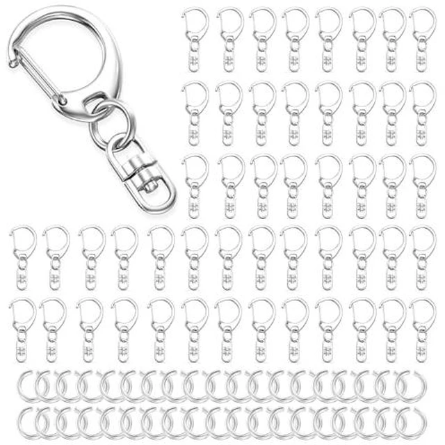 Alt view image 4 of 5 - 50Pcs Lobster Claw Clasps for Keychain Clip, Swivel Snap Hooks Silver and Gold Key Chain Rings DIY Making Kit for Crafts