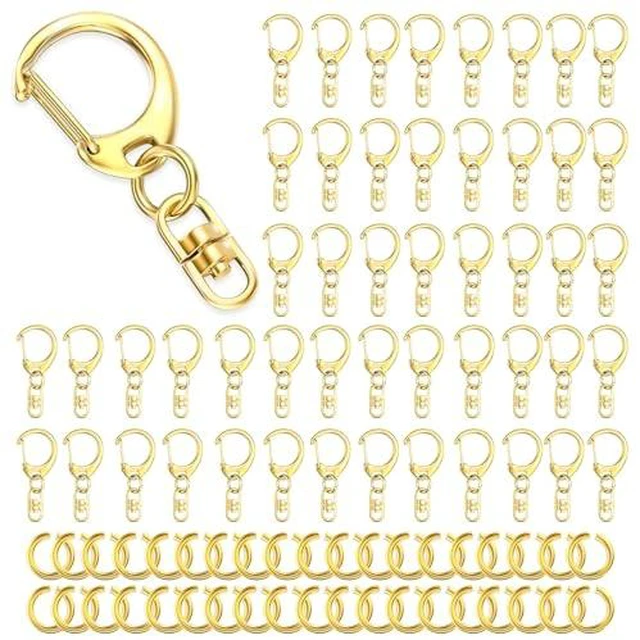 Alt view image 3 of 5 - 50Pcs Lobster Claw Clasps for Keychain Clip, Swivel Snap Hooks Silver and Gold Key Chain Rings DIY Making Kit for Crafts