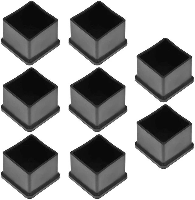 Main image of 8Pcs Square Rubber Furniture Leg Caps 1.18" (30 x 30mm), Black Vinyl Flexible Chair Leg Floor Protectors for Patio Indoor Chair Table Bed