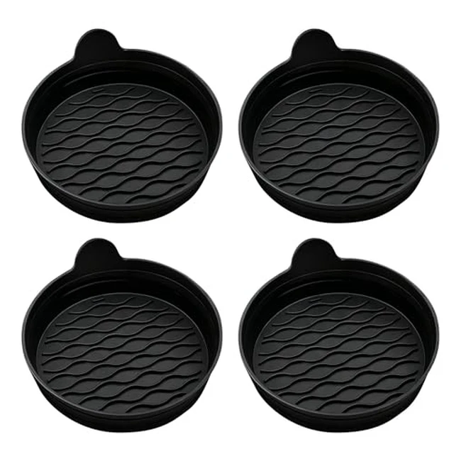 Alt view image 2 of 2 - Black Silicone Car Cup Holder Coasters, Set of 4, Car Cup Holder Inserts, Interior Trim Accessories for Sedan, SUV and Pickup Truck