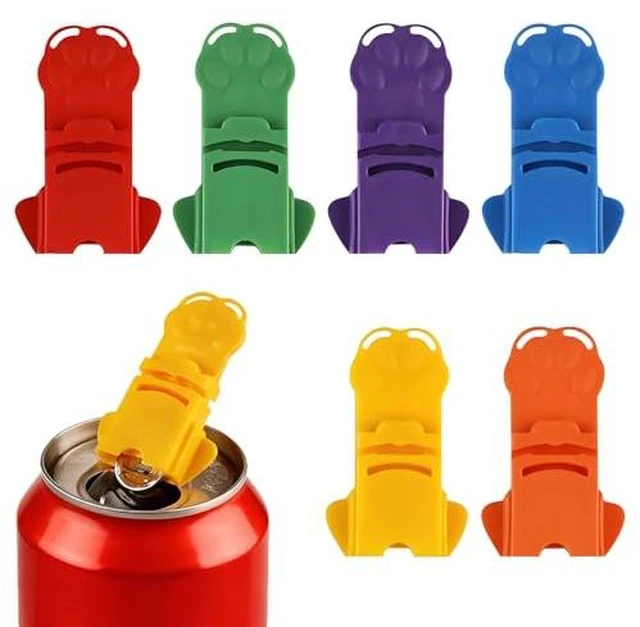 Alt view image 2 of 2 - 6PCS Soda Can Opener and Cover, 2-in-1 Pop Can Opener & Dust Cover - Fits Most Sizes of Beverage Pull Tabs, Protects Fingernails, One-Handed Can Opener for Soda, Beer, Cola and Aluminum Cans