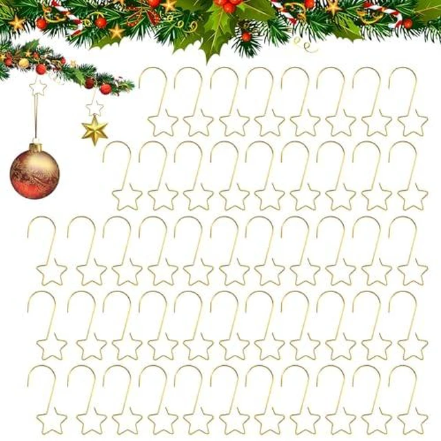 Alt view image 2 of 6 - 50 PCS Gold Ornament Hooks(2 Inch) for Christmas Tree Home Party Decorations Metal Star Ornament Hangers Anchors Xmas Stocking Small Ornaments Ball Bulb Hangings Hooks Pins Clips Decor Indoor Outdoor