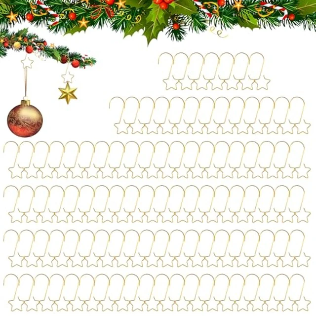 Alt view image 3 of 6 - 50 PCS Gold Ornament Hooks(2 Inch) for Christmas Tree Home Party Decorations Metal Star Ornament Hangers Anchors Xmas Stocking Small Ornaments Ball Bulb Hangings Hooks Pins Clips Decor Indoor Outdoor