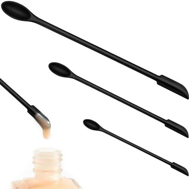 Alt view image 2 of 2 - Silicone Spatula Set, Black, 3 Piece Multi-Size Pack, Long Handle Jar Scraper for Makeup and Lotion Bottles, Washable and Reusable