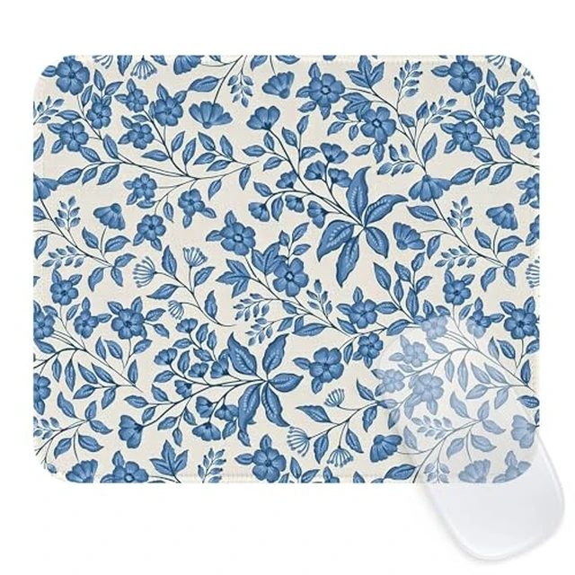 Alt view image 5 of 6 - Seorsok Cute Colorful Line Flowers Mouse Mat,Premium Textured Mouse Pads for Office Laptop,Washable Square Mousepads with Extended Stitched Edges Non Slip Rubber Base 9.5"x7.8"x0.07" Inch,Beige