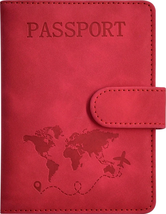 Main image of RFID Blocking Passport Cover & Compact Travel Wallet, Red