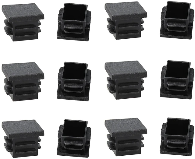 Main image of 12 PCS 3/4 Inch Square Plastic End Caps, Black Chair Leg Plugs, Furniture Feet Protectors for Tables, Pipes, Non-Slip Floor Protectors, Tube End
