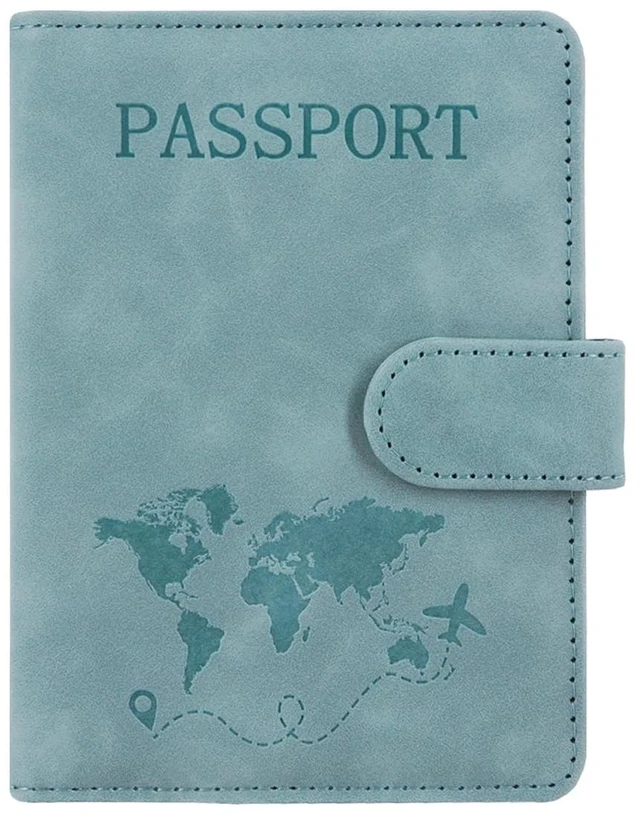 Main image of Passport Holder for Travel Essentials, Rfid Blocking Passport Wallet Cover Case for Travel Must Haves Accessories, Book Holders for Women & Men- Light Blue