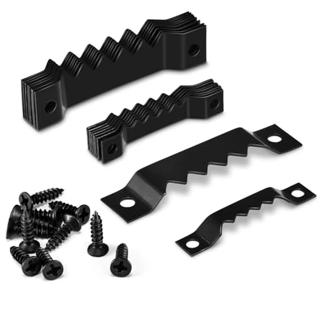 Alt view image 4 of 6 - 50 Sets Sawtooth Picture Hanger, Picture Frame Hangers with Screws for Photos Canvas Clock Wood Frame Hardware Metal Hook Hanging Artwork Home Decoration (Black)