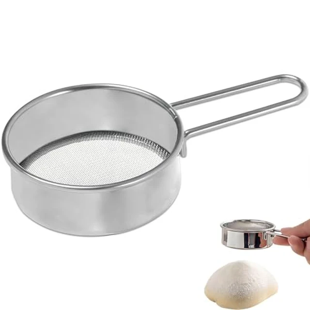 Alt view image 2 of 3 - Flour Sifter for Baking,Stainless Steel Powdered Sugar Shaker Duster for Rapid Screening Of Flour,Apricot Flour,Sugar Powder,Powder With Other Ingredients