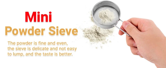 Alt view image 3 of 3 - Flour Sifter for Baking,Stainless Steel Powdered Sugar Shaker Duster for Rapid Screening Of Flour,Apricot Flour,Sugar Powder,Powder With Other Ingredients