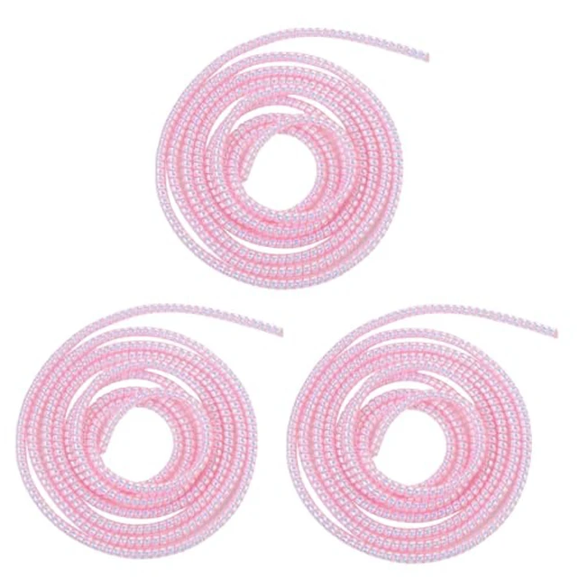 Alt view image 2 of 5 - 3pcs Laser Spiral Cable Protectors - Charger/USB Data Cable Sleeves | Headphone Cord Savers for Phones, Earphones | Pet Chew Prevention, Durable Cable Guards | Essential Cord Accessories (Pink)