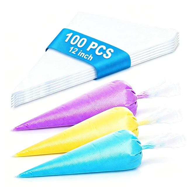 Main image of 12" Disposable Piping Bags 100Pcs, Thickened Non-Slip Anti-Burst Pastry