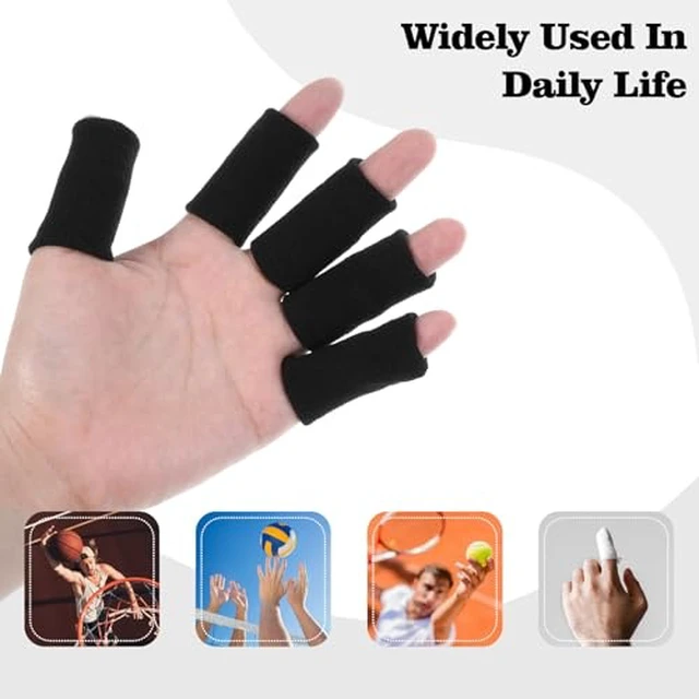 Alt view image 4 of 6 - Finger Sleeves Protectors, 10 Pcs Finger Arthritis Sleeves Elastic Thumb Splint Brace Support Protector for Relieving Pain Breathable Fingers Tape for Basketball Golf Sports Aid Support