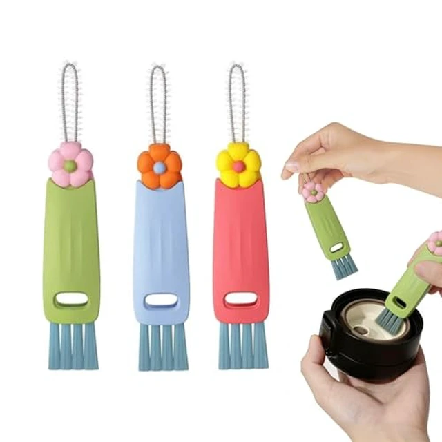 Alt view image 2 of 4 - 3-in-1 Rotatable Cup Lid Gap Cleaning Brush Set 3 Pcs
