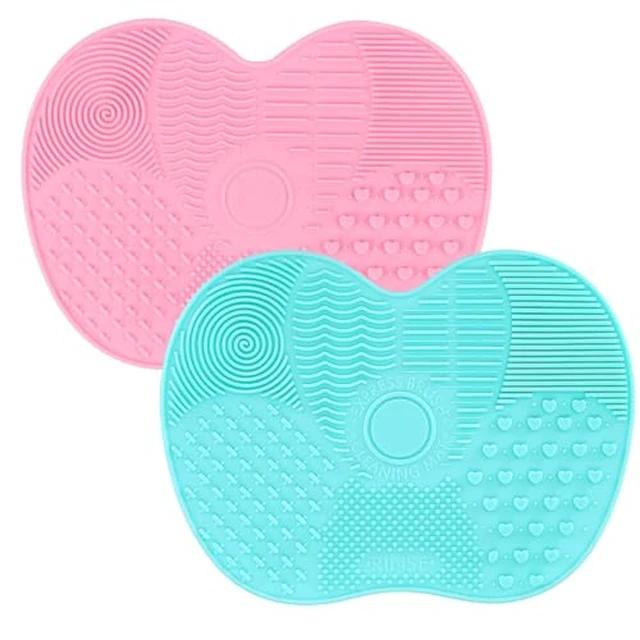 Alt view image 2 of 6 - 2 Pcs Silicone Makeup brush cleaner pad, Cosmetic Cleaning Pads green/pink