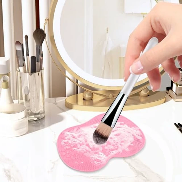 Alt view image 4 of 6 - 2 Pcs Silicone Makeup brush cleaner pad, Cosmetic Cleaning Pads green/pink