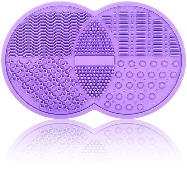 Main image of Makeup Brush Cleaning Mat, Silicone Makeup Brush Scrubber, Makeup Brush Cleaner Pad, Cosmetic Brush Cleaner, Brush Cleaning Pad, Suitable for Makeup Brush, Makeup Sponge, Powder Puff (Purple)