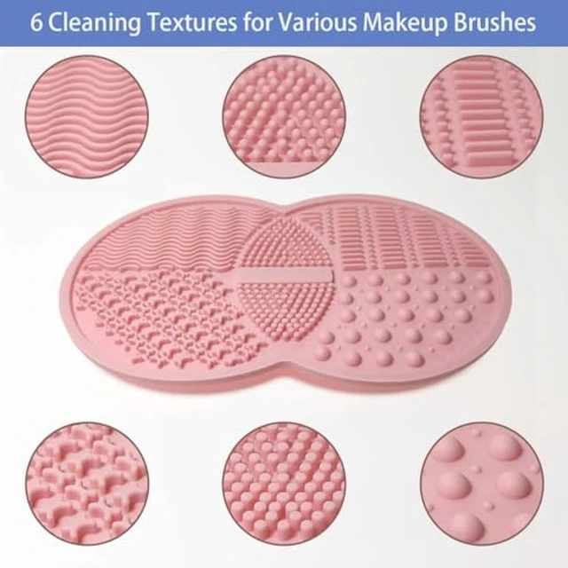 Alt view image 3 of 7 - 2 Pcs Makeup Brush Cleaning Mat, Silicone Makeup Brush Cleaner with Back Suction Cups(Green and Pink)