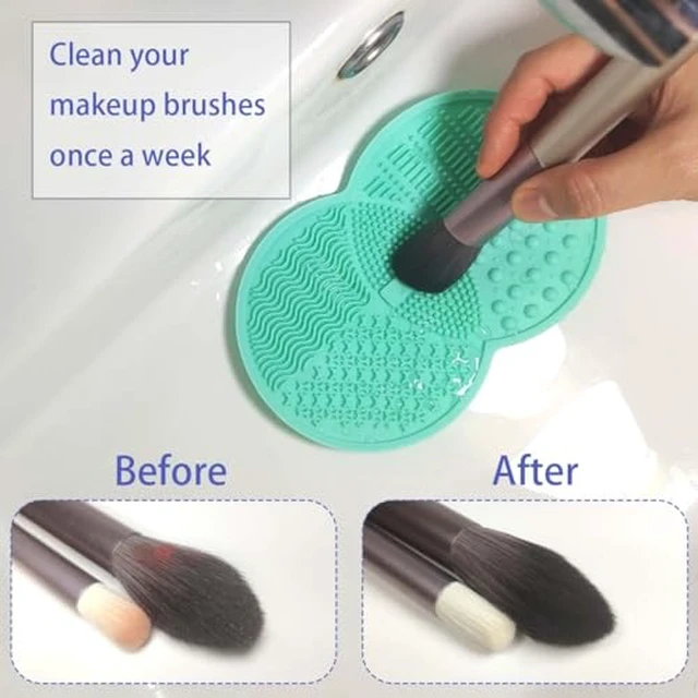 Alt view image 5 of 7 - 2 Pcs Makeup Brush Cleaning Mat, Silicone Makeup Brush Cleaner with Back Suction Cups(Green and Pink)