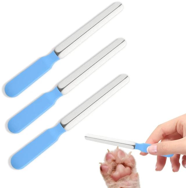 Main image of Small Dog Nail File Set, 3Pcs Professional Nail Grooming Tool, Metal Emery Boards, Pet Filer for Small Dog, Cat and Kitten, Smoothing Rough Edges of Pets Nails, Remove Burs5.5inch, Blue
