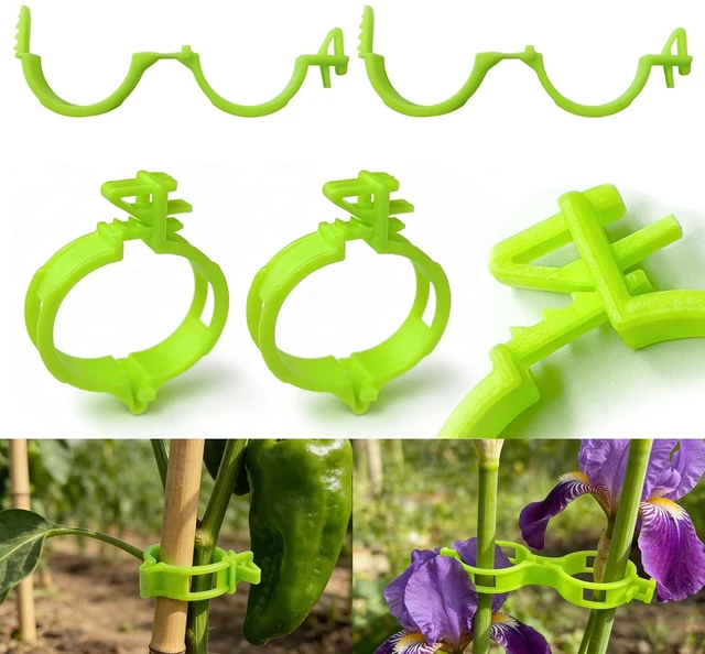 Main image of 150 Pcs Plant Support Clips,Tomato Clips for Climbing Plants/String Trellis,with 3 Adjustable Ties for Gardening,Outdoor Vine Clips,Garden Clips for Plants Grape and Vine Vegetables Bright Green