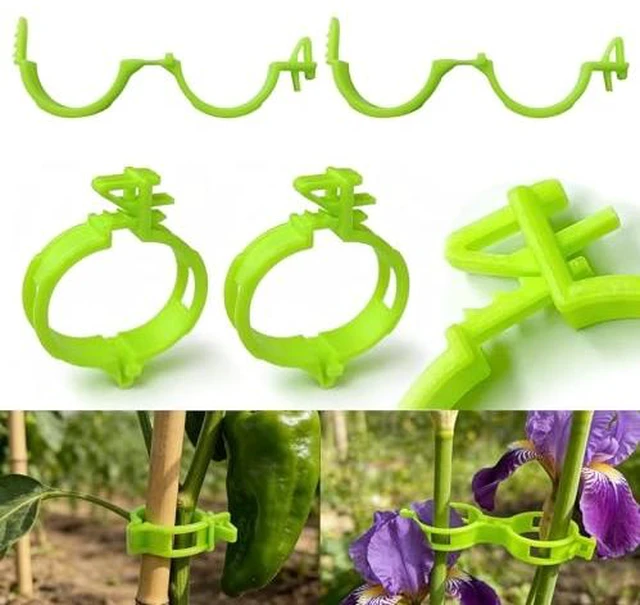 Alt view image 2 of 2 - 150 Pcs Plant Support Clips,Tomato Clips for Climbing Plants/String Trellis,with 3 Adjustable Ties for Gardening,Outdoor Vine Clips,Garden Clips for Plants Grape and Vine Vegetables Bright Green