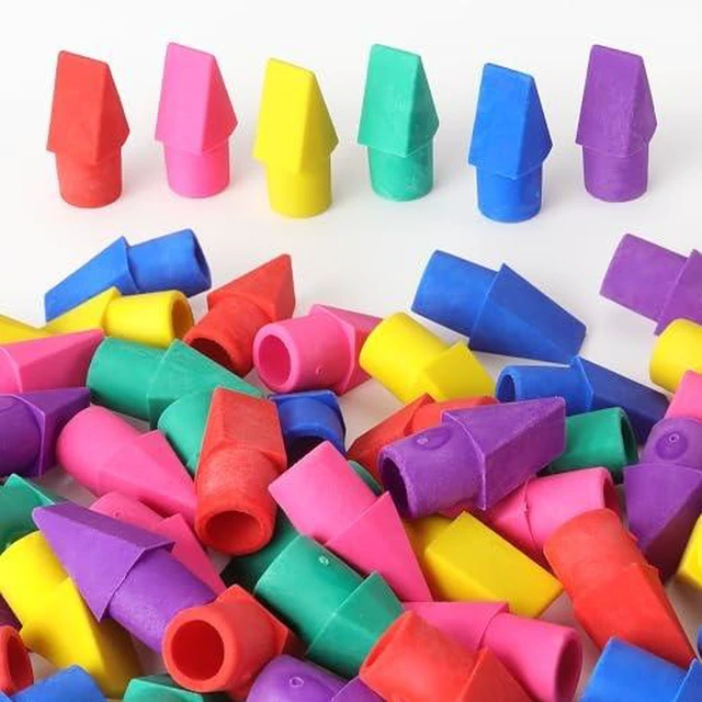 Alt view image 2 of 4 - 60 Pack Erasers for Pencils, Pencil Top Erasers Cap, 6 Colors
