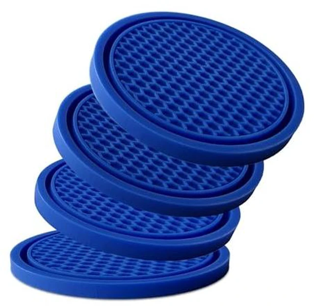 Alt view image 3 of 6 - 4-Pack Car Cup Holder Coasters - Non-Slip, 2.75-Inch, Black