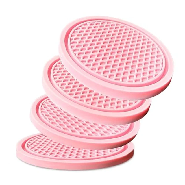 Alt view image 6 of 6 - 4-Pack Car Cup Holder Coasters - Non-Slip, 2.75-Inch, Black