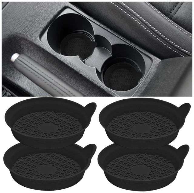Main image of 4PCS 2.75 Inch Deep Silicone Cup Holder Coasters, Black