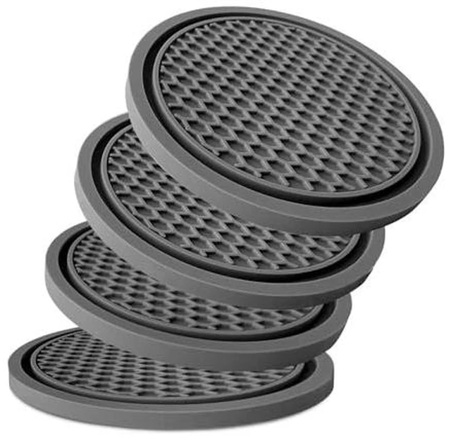 Alt view image 4 of 6 - 4-Pack Car Cup Holder Coasters - Non-Slip, 2.75-Inch, Black