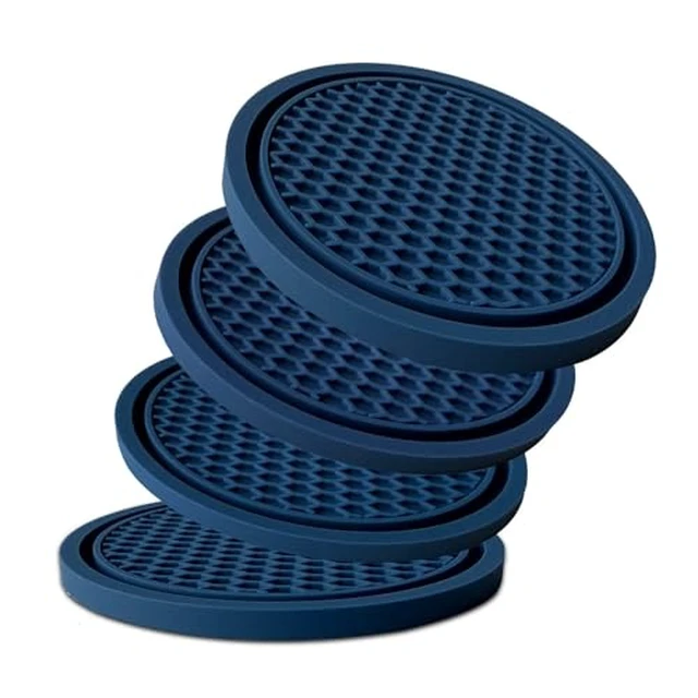 Alt view image 5 of 6 - 4-Pack Car Cup Holder Coasters - Non-Slip, 2.75-Inch, Black